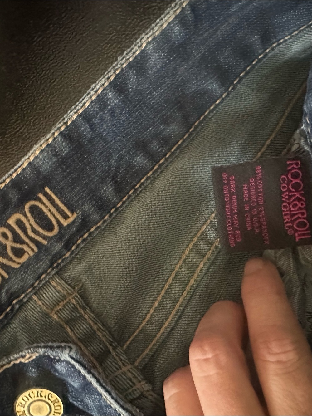 Rock & Roll Cowgirl Dark Blue Denim Jeans with Contrast Stitching